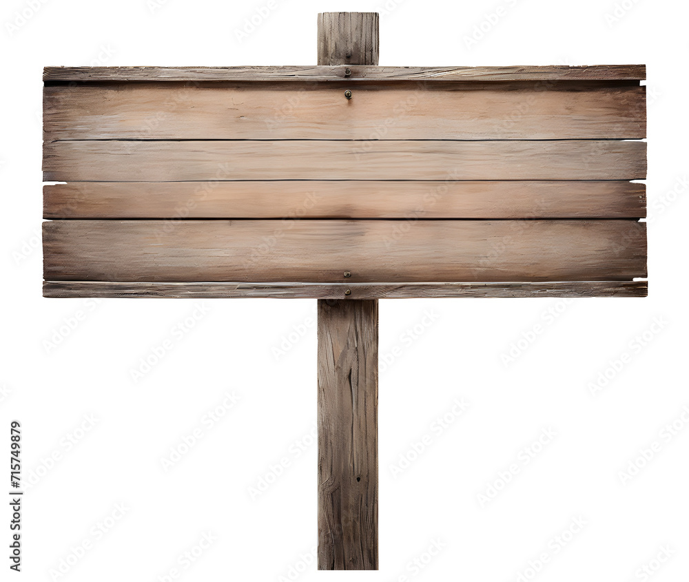 Fototapeta premium Vintage Wooden Signboard on Transparent Background PNG