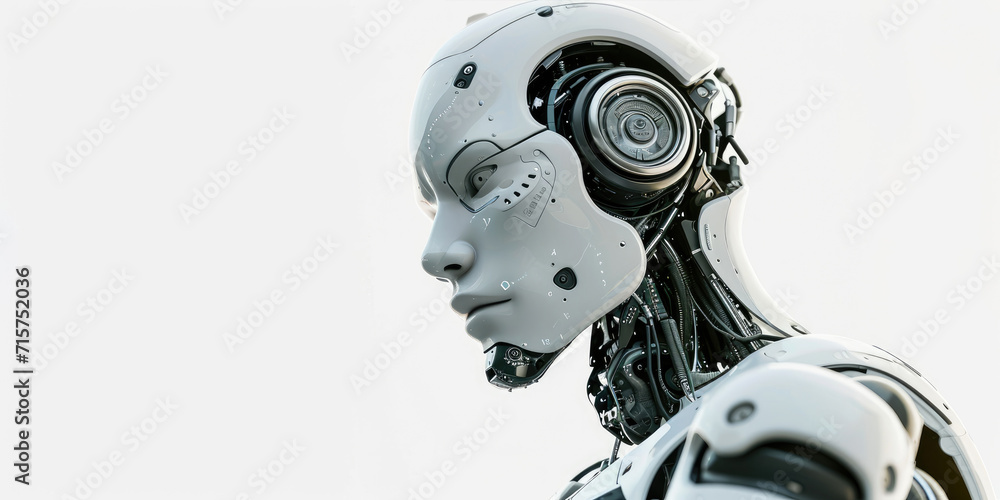 Fototapeta premium AI robot that can learn and think on its own, white background