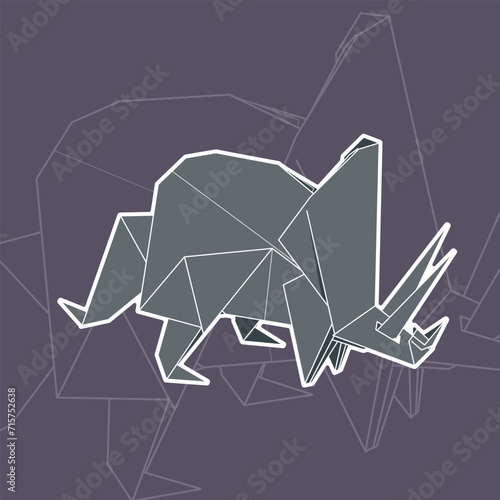 triceratops origami vector