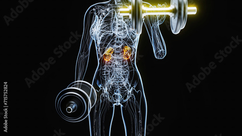Anatomy of a X-ray woman doing Biceps Curls