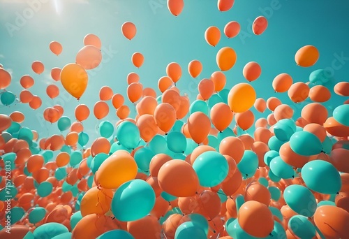 an image of balloons being released from the air in bright colors