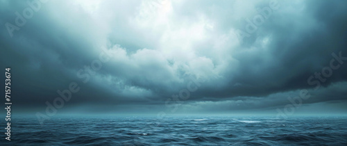 Abstract, storm clouds and outdoor climate change background for environment, weather danger and disaster. Dark sky, rain and hurricane backdrop mockup for poster, news report or wallpaper design © MalamboBot/Peopleimages - AI