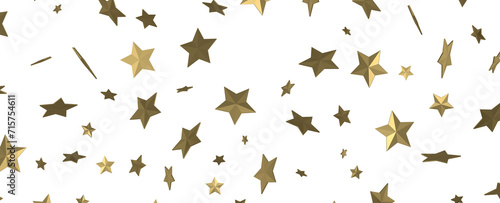 XMAS Stars - Banner with golden decoration. Festive border with falling glitter dust and stars. © vegefox.com