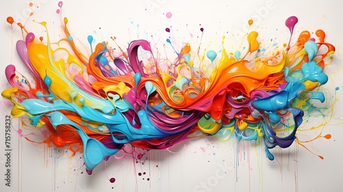 Bright rainbow colors dynamically splashed and drippin paint