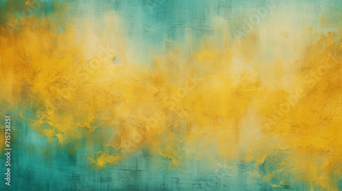 Bright teal and lemon yellow watercolor splotches photo