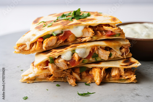 Closeup of a Chicken Quesad...