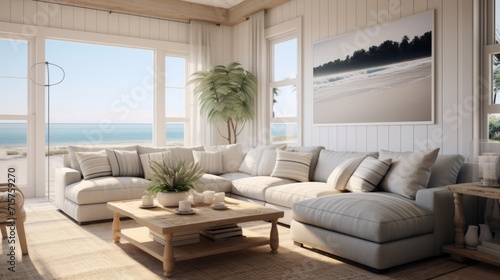 beautiful small space casual living family room soft neutral wood beams  and a gorgeous grouping of swivel color fabric chairs around a striking coffee table coastal design nature freshness home