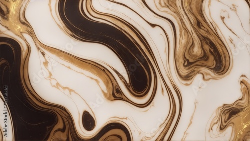 Brown and White marble background with gold brushstrokes