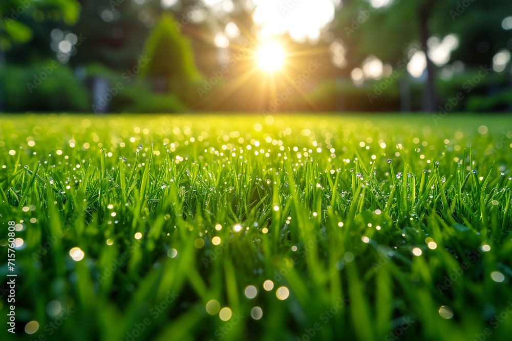 Green grass in morning. Green grass in morning.