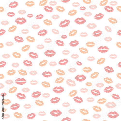 Seamless decorative pattern with lip impressions. Print for textile, wallpaper, covers, surface. Retro stylization.