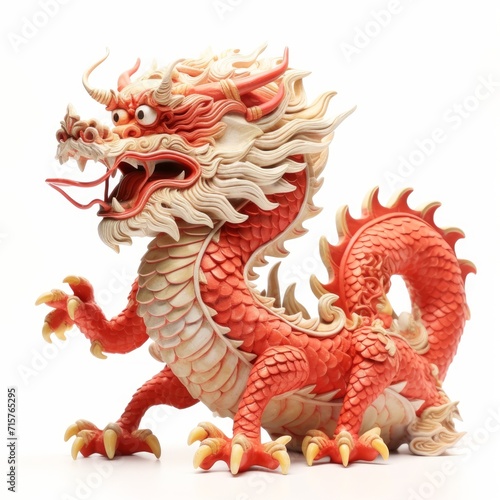 chinese red dragon isolated on white
