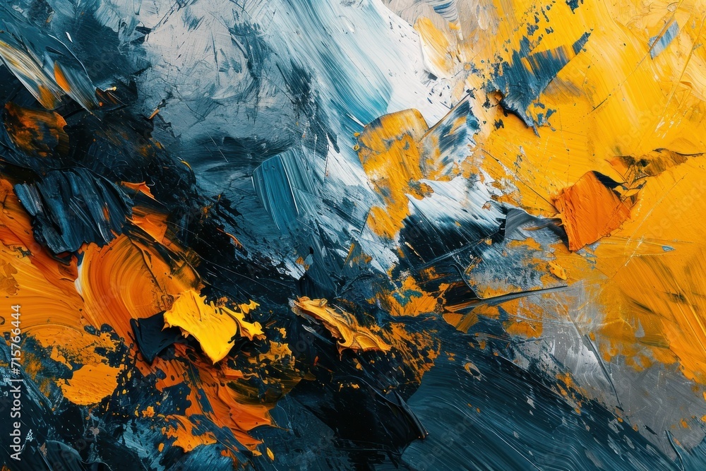 Abstract art with bold yellow and black strokes