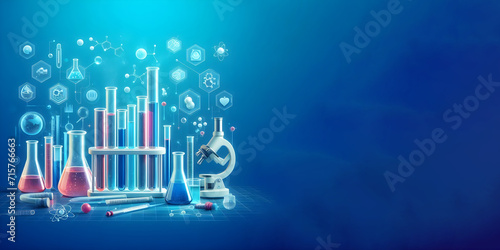 Science and chemistry background, banner with space for text