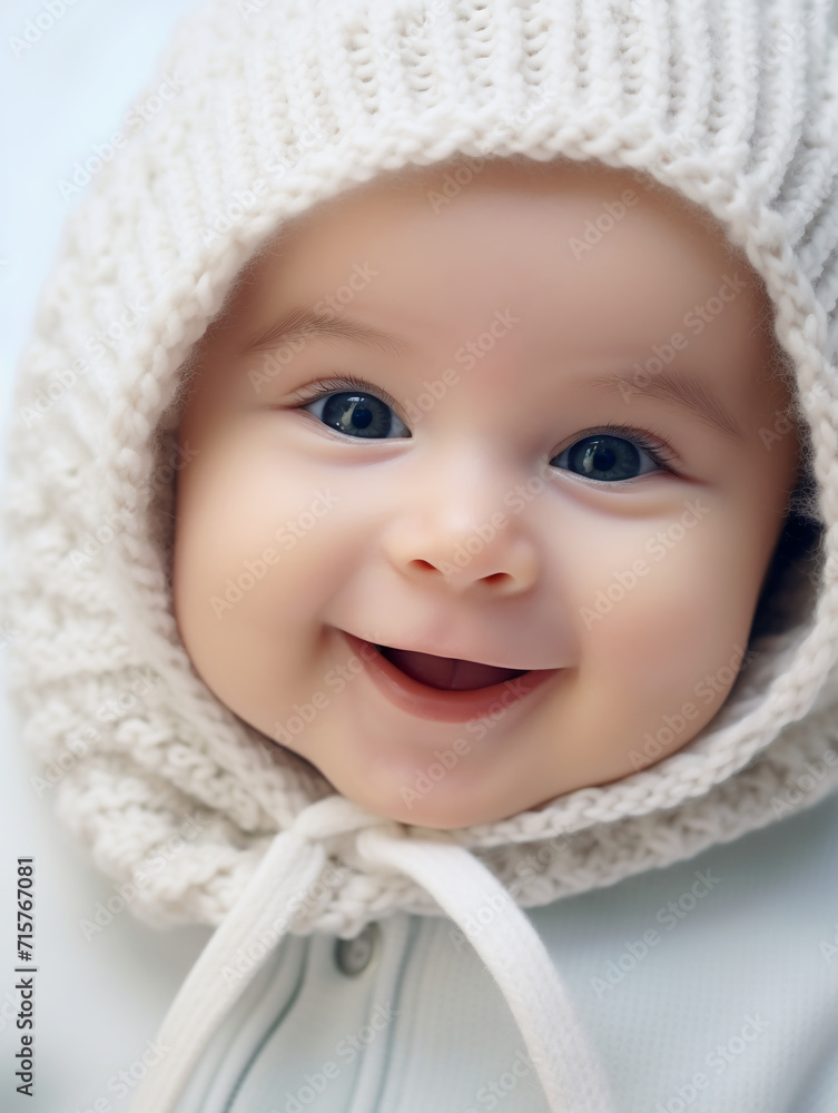 Tender Elegance: Close-Up Photo of a European Infant Featuring a Sweet Smile and Delicate Skin, Capturing the Innocence and Charm of the Little One Tender Elegance: Close-Up Photo of a European Infant Featuring a Sweet Smile and Delicate Skin, Capturing the Innocence and Charm of the Little One