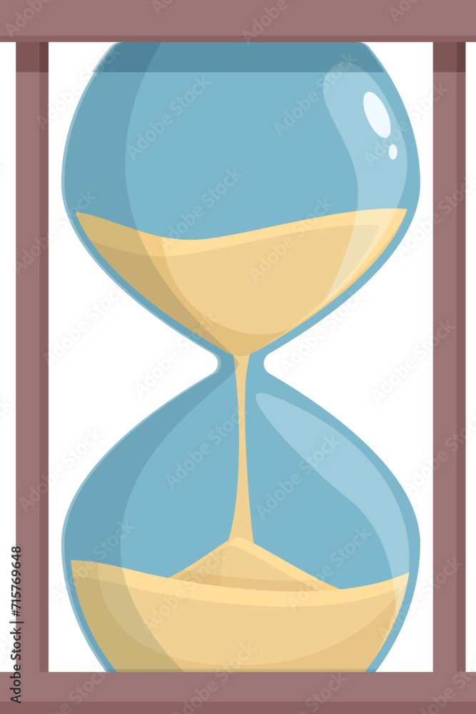 Fototapeta premium Sand hour clock icon cartoon vector. Dial image speed. Loading old day