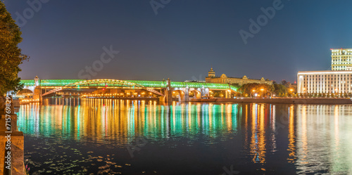 Pushkinskiy bridge with night illumination. Bridge to Gorky Park. © Dmitrii Potashkin