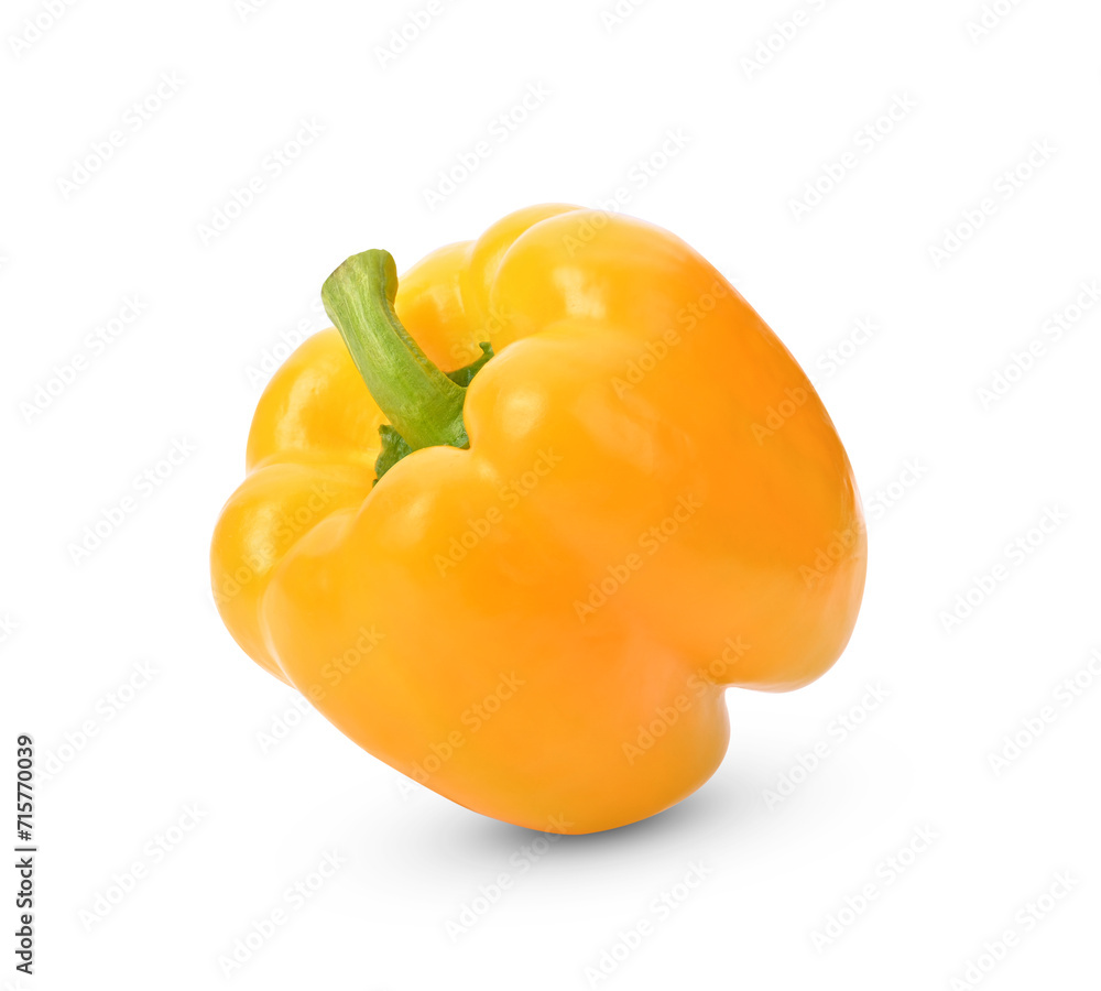 Sweet yellow pepper on a white background. The bell pepper is the fruit of plants in the Grossum Sweet yellow pepper on a white background. The bell pepper is the fruit of plants in the Grossum