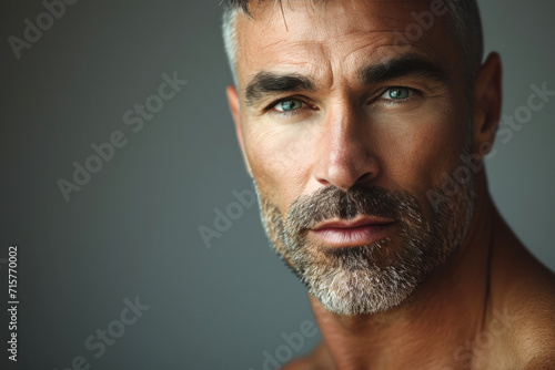 Muscular man with short stubble shot photo