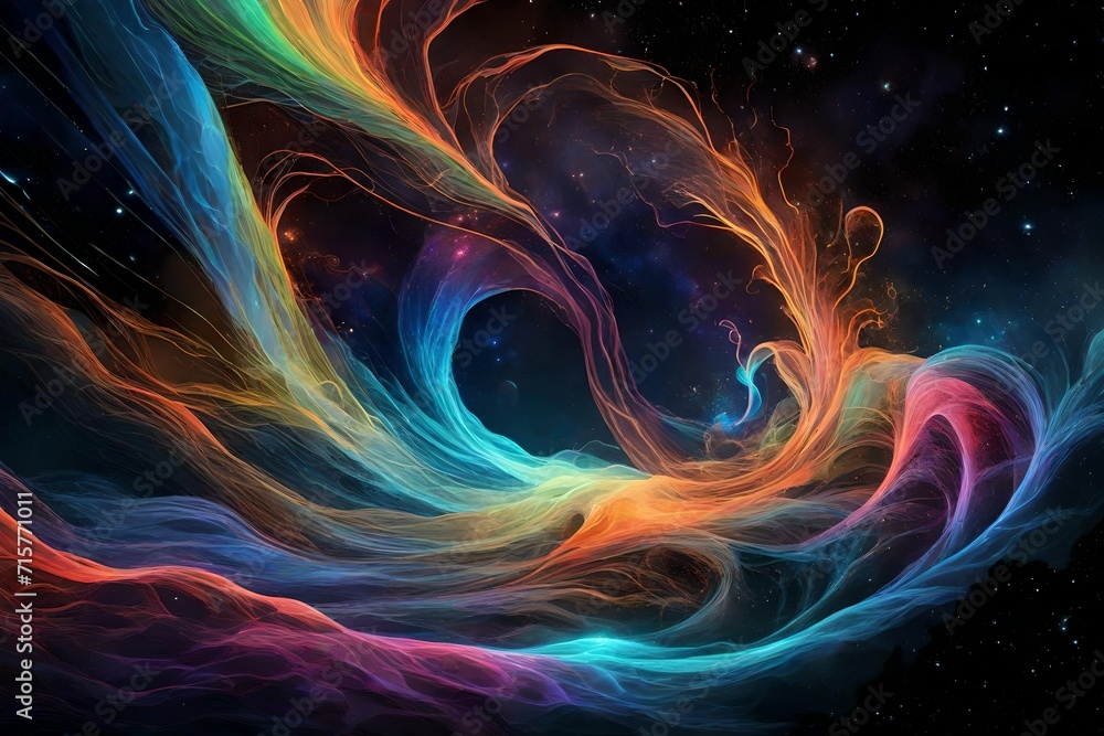 Fototapeta premium A symphony of neon waves in a cosmic symposium