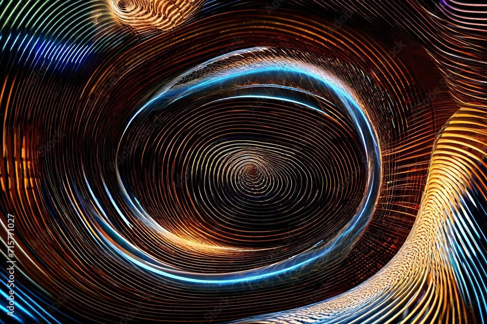Obraz premium Hypnotic spirals of light in a digital vortex