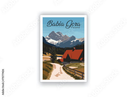 Babia Gora, Poland. Famous Tourist Destinations Posters Art Prints Wall Art and Print Set Abstract Travel for Hikers Campers Living Room Decor