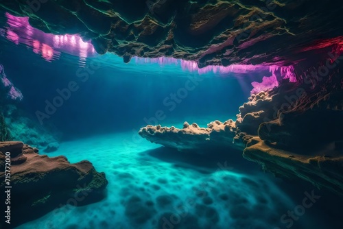 Abstract underwater caves in an alien abyss