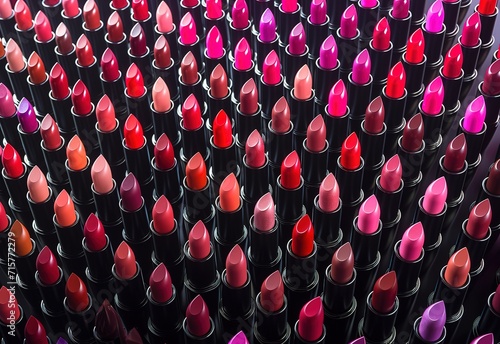 A vibrant selection of high quality lipsticks showcasing a varied palette of rich colors ideal for beauty and fashion concepts. photo