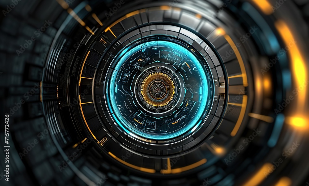 Futuristic digital interface with glowing circular elements, ideal for ...