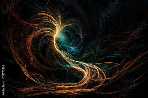 Glowing tendrils of energy weaving through darkness