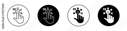 Interactivity icon set. Digital choice button vector logo symbol in black filled and outlined style. click and choose variety icon. photo
