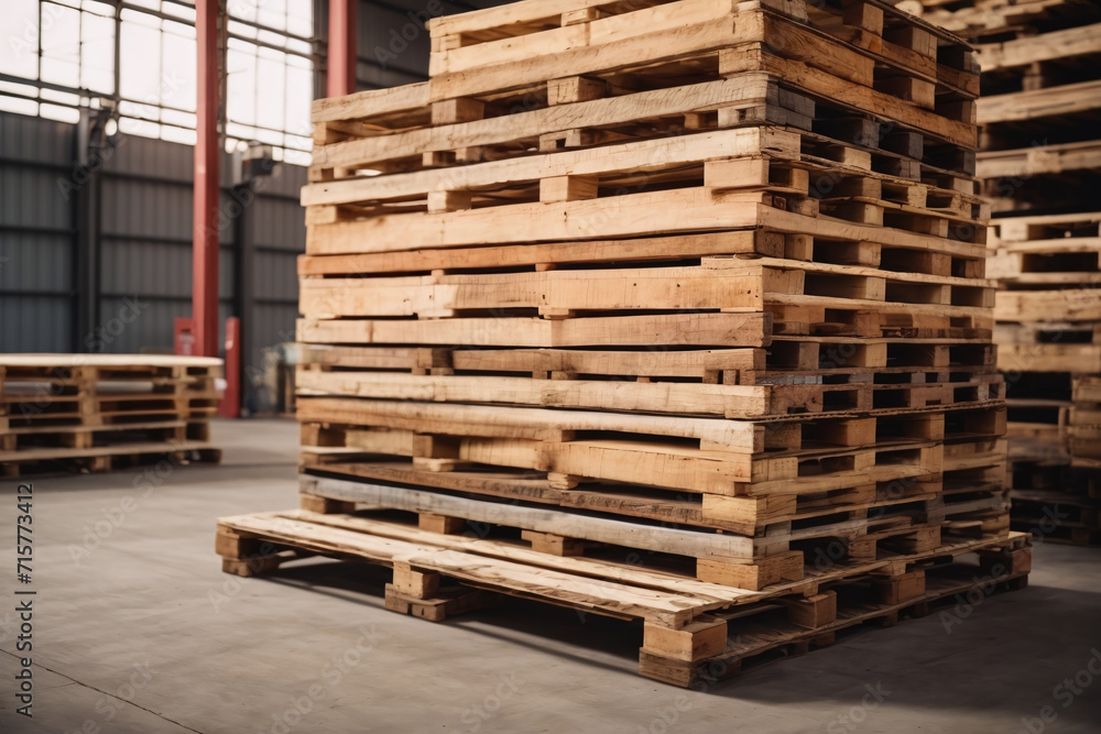 pallets stacked in warehouse