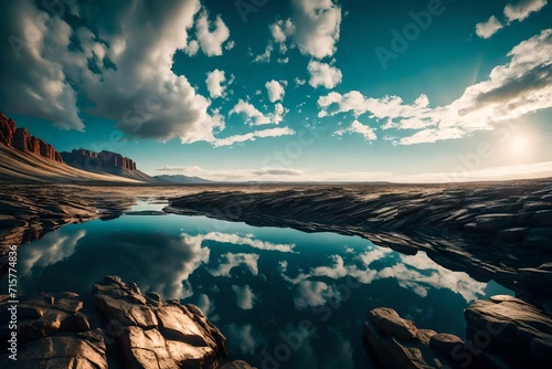 Liquid mercury rippling in a surreal landscape © Bryam