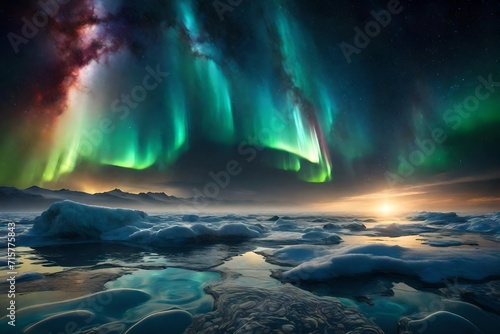 Abstract auroras shimmering in a cosmic sea © Endri