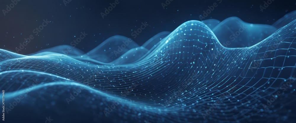 Wave of particles. Abstract Blue Geometric Background. Big data visualization. Data technology abstract Wave of particles. Abstract Blue Geometric Background. Big data visualization. Data technology abstract