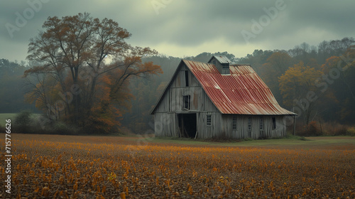 old barn in the autumn
