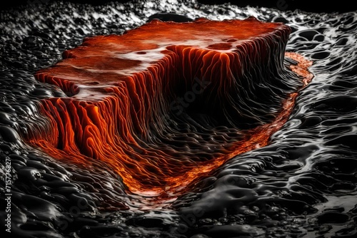 Liquid magma flowing beneath a crystalline surface
