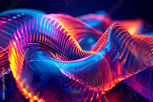 futuristic and holographic three-dimensional abstract object with vivid and vibrant colors