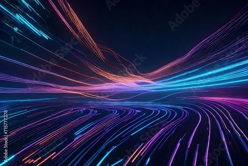 Futuristic data streams forming dynamic waves