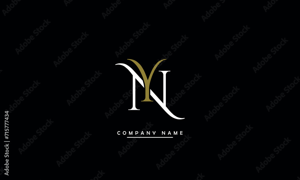 NY, YN, N, Y Abstract Letters Logo Monogram - obrazy, fototapety, plakaty 