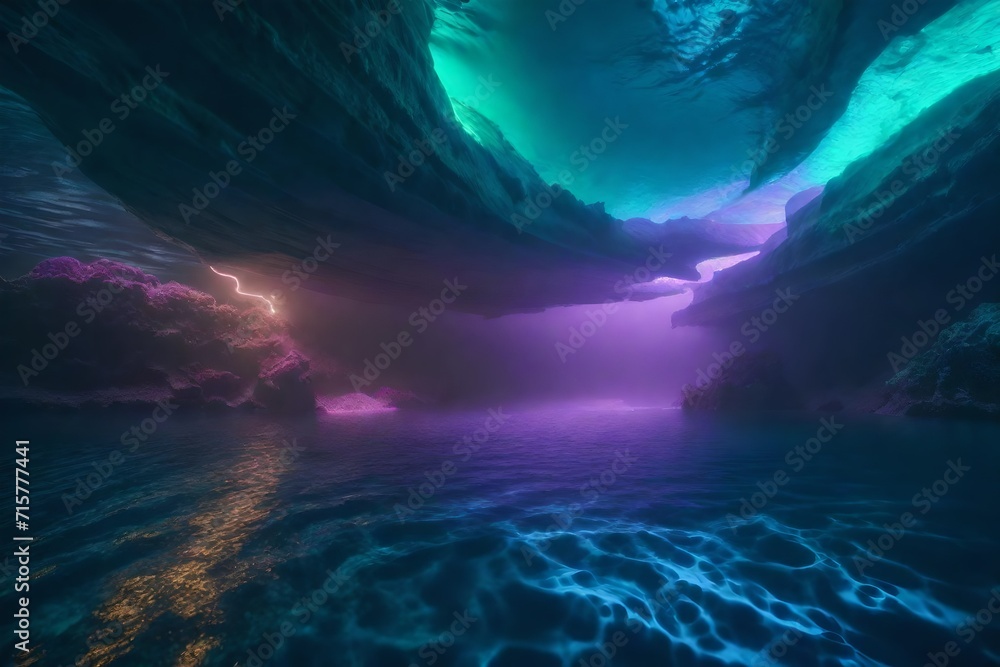 Obraz premium Eerie underwater currents in an alien abyss