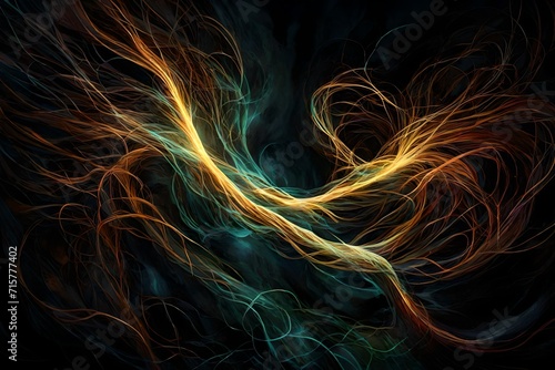 Glowing tendrils of energy weaving through darkness
