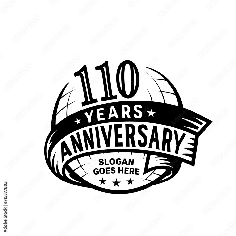 110 years anniversary design template. 110th logo. Vector and illustration.