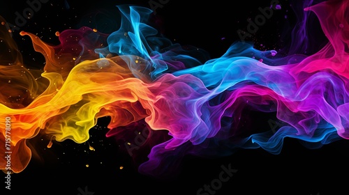 Electric rainbow colors vividly pouring down a stark background