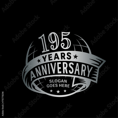 195 years anniversary design template. 195th logo. Vector and illustration.