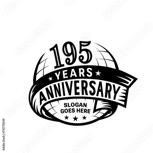 195 years anniversary design template. 195th logo. Vector and illustration.