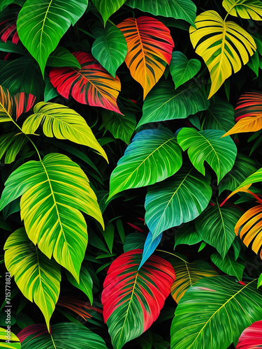 A photo of tropical palm leaves in Jungle Generative AI