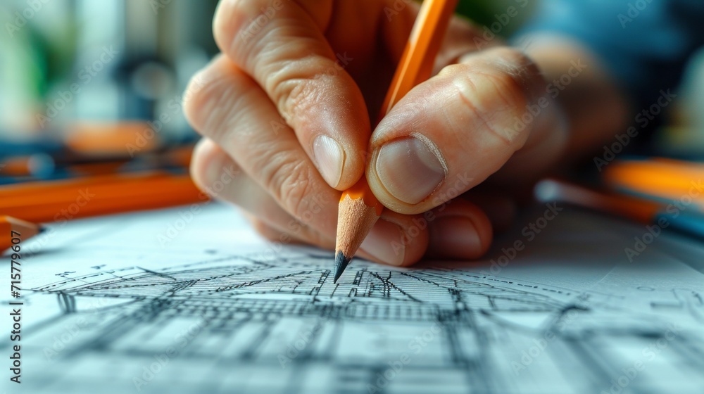 Architecht drawing a sketch for a new house generative ai Architecht drawing a sketch for a new house generative ai