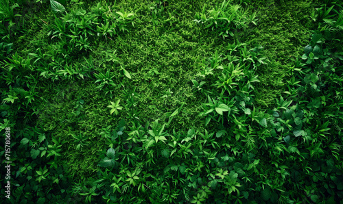 Leaves, environment and sustainability mockup of plant wall for background, wallpaper and design. Green beauty, lush and natural backdrop with copyspace for ecology, eco friendly or carbon footprint © MalamboBot/Peopleimages - AI