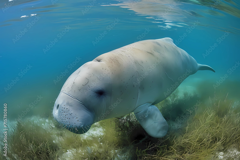 Dugong - Indian Ocean and western Pacific Ocean - A large, herbivorous marine mammal species closely related to manatees