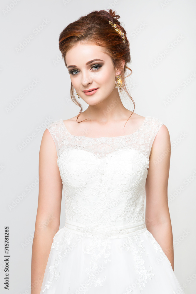 Young pretty caucasian bride in wedding dress Young pretty caucasian bride in wedding dress